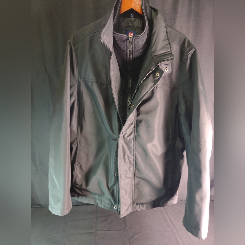 Men's Large Chaps Waterproof Jacket With Faux Zip out Liner  Black